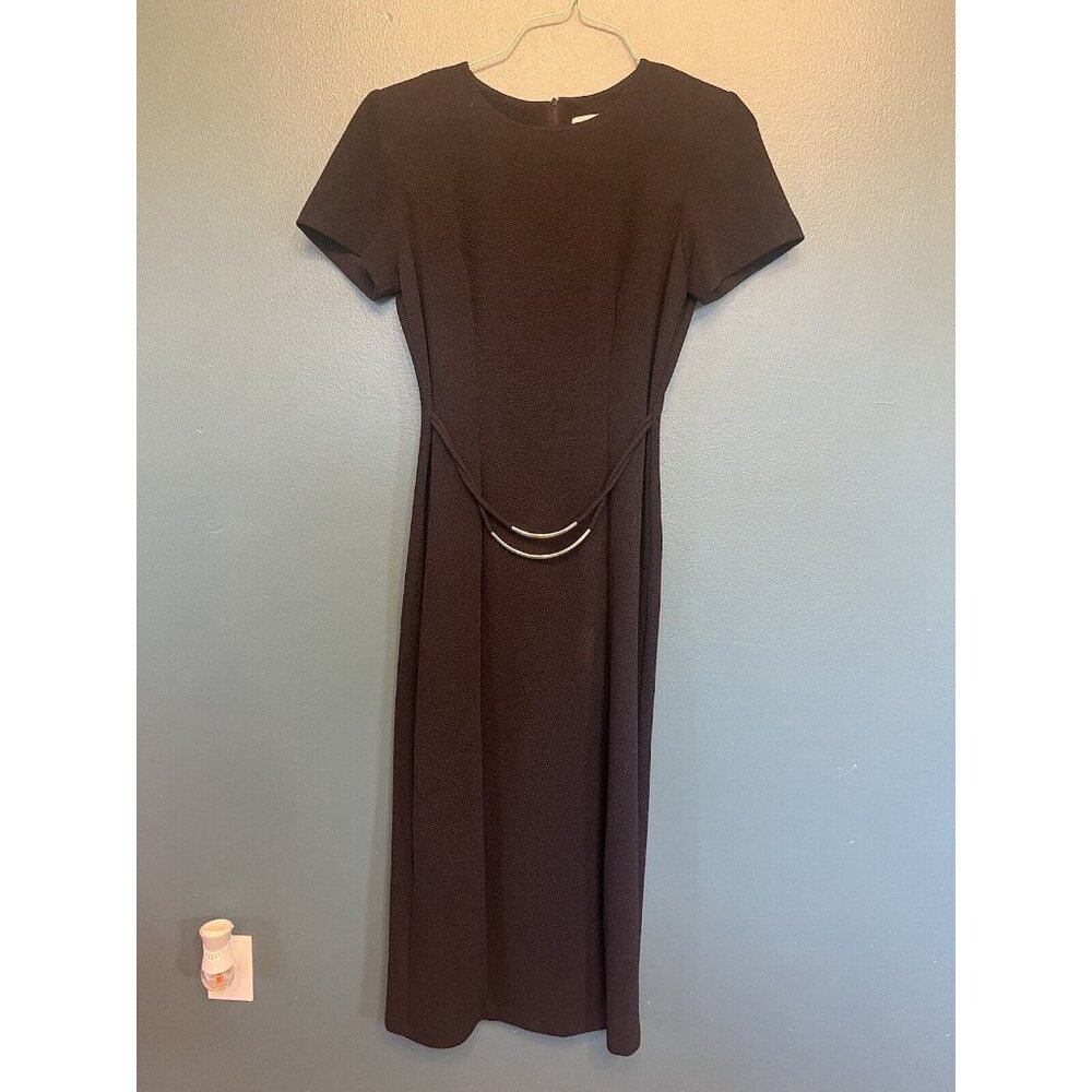Vintage Scarlett Black Floor‎ Length dress with slit and silver details size 8